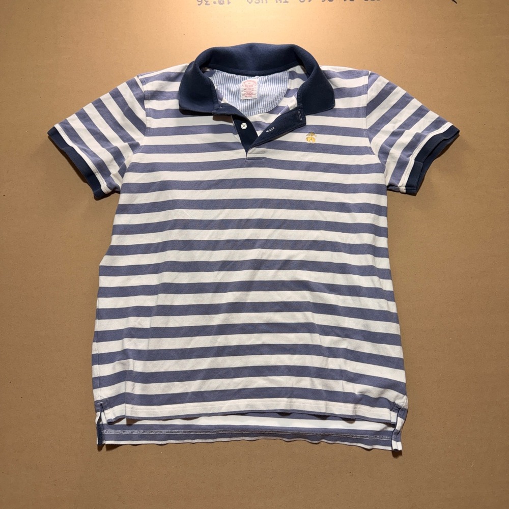 Modern Brooks Brothers Polo Shirt XL Blue Excellent Supima Cotton Striped